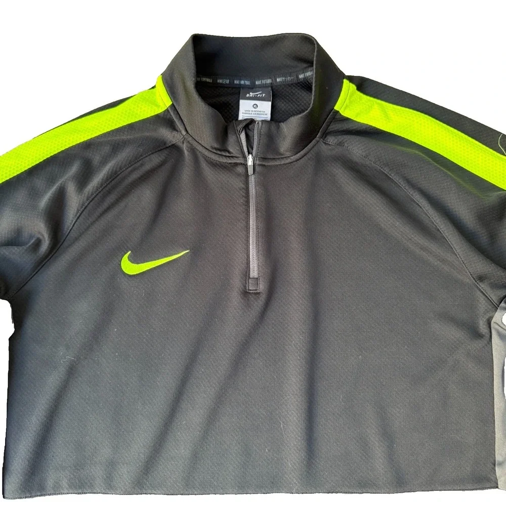 Nike Dri-Fit Soccer 1/4 Zip Pullover Men's XL Black Volt Neon Green Drill Top